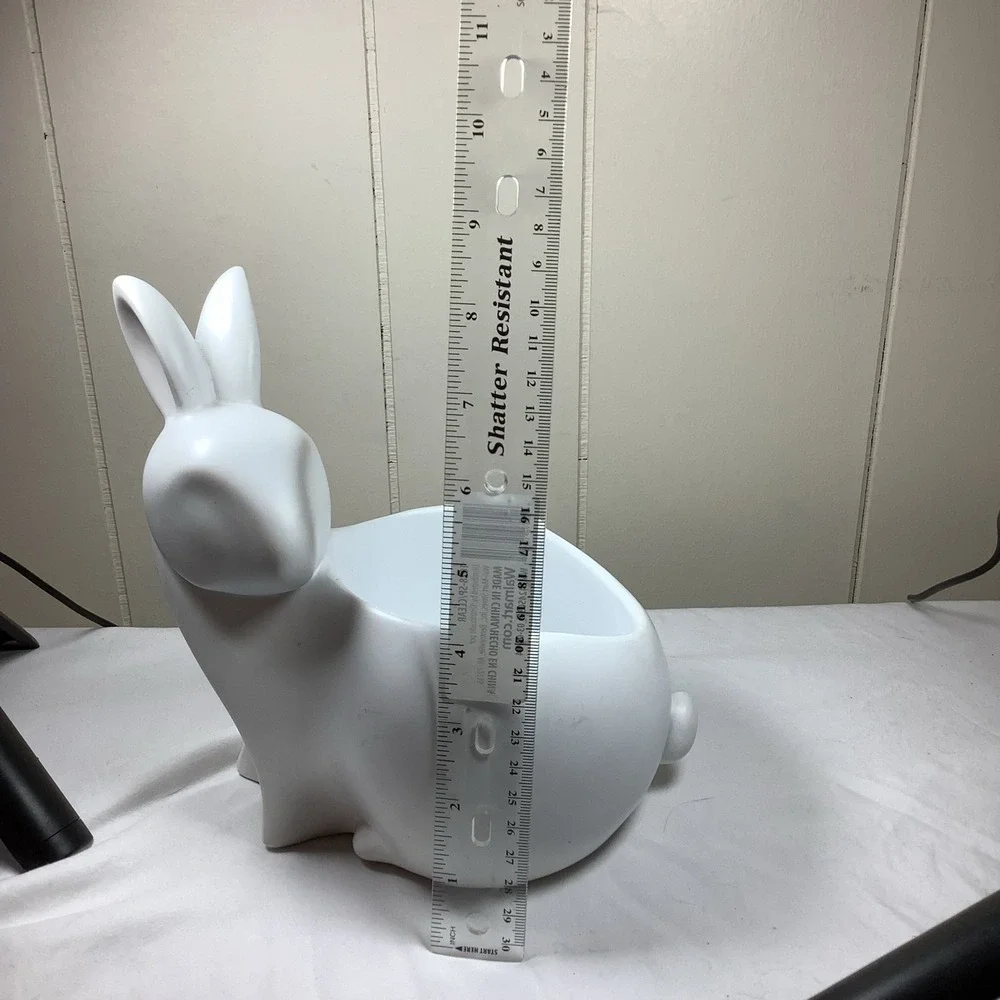 Yankee Candle White Ceramic Rabbit Easter Bunny Shaped Planter Holder